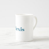 Tasse En Porcelaine Name Calligraphy Script Plain Simple White Blue (Devant droit)