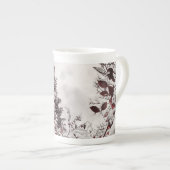 Tasse En Porcelaine Neige fraîche sur Feuilles rouges (Devant droit)
