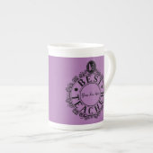 Tasse En Porcelaine No.1 Meilleur enseignant Noir Line Design Typograp (Devant droit)