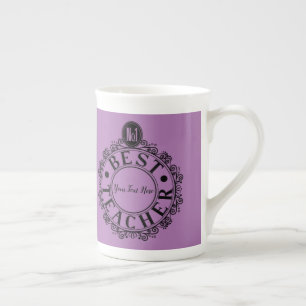 Tasse En Porcelaine No.1 Meilleur enseignant Noir Line Design Typograp