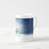 Tasse En Porcelaine Noël bonhomme de neige SlipperyJoe foulard vert m (Devant droit)