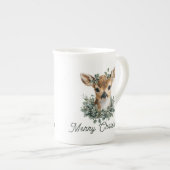 Tasse En Porcelaine Noël des cerfs de bébés mignons (Devant droit)