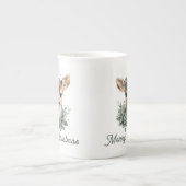 Tasse En Porcelaine Noël des cerfs de bébés mignons (Devant)