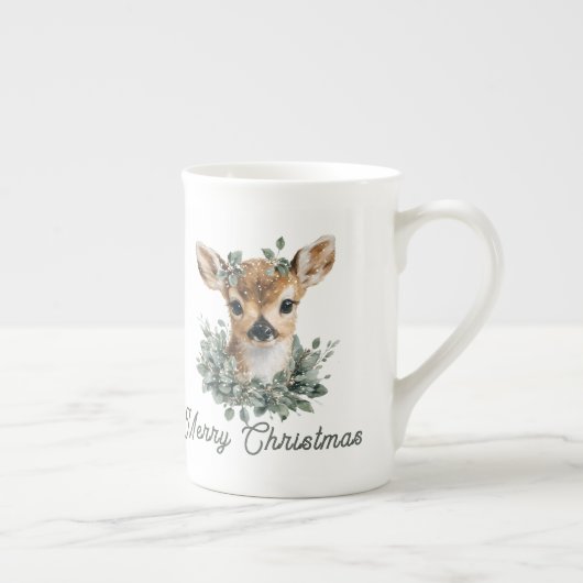 Tasse En Porcelaine Noël des cerfs de bébés mignons (Droite)