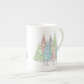 Tasse En Porcelaine Noël Elégante Parties scintillant Arbres d'os d'os (Devant droit)
