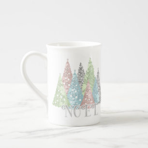 Tasse En Porcelaine Noël Elégante Parties scintillant Arbres d'os d'os