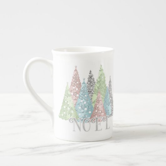 Tasse En Porcelaine Noël Elégante Parties scintillant Arbres d'os d'os (Gauche)