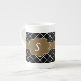 Tasse En Porcelaine Noir Brown Monogramme