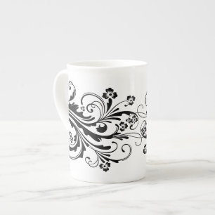 Tasse En Porcelaine Noir et blanc Elegant Damask