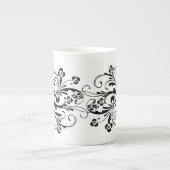 Tasse En Porcelaine Noir et blanc Elegant Damask (Devant)