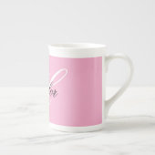 Tasse En Porcelaine Noir et blanc Fatigue Monogramme rose (Droite)