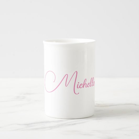 Tasse En Porcelaine Nom d'écriture moderne professionnel rose blanc (Devant)