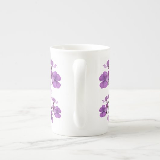 Tasse En Porcelaine Nom Miriam personnalisable monogramme violet fleur (Dos)