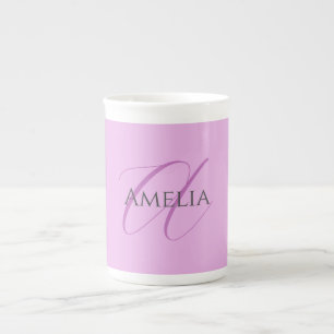 Tasse En Porcelaine Nom Monogramme Lettre initiale Orchid & Lilac