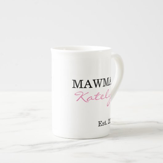 Tasse En Porcelaine Nom personnalisé mignon Mawmaw Année établie (Devant droit)