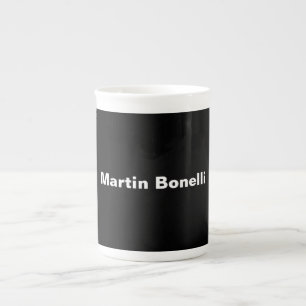 Tasse En Porcelaine Nom personnalisé Minimaliste moderne noir blanc