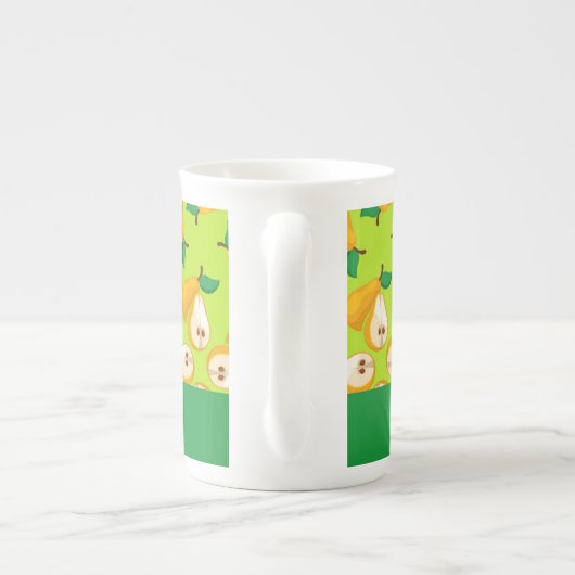Tasse En Porcelaine Nom personnalisé perles orange sur vert (Dos)