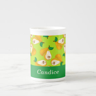 Tasse En Porcelaine Nom personnalisé perles orange sur vert