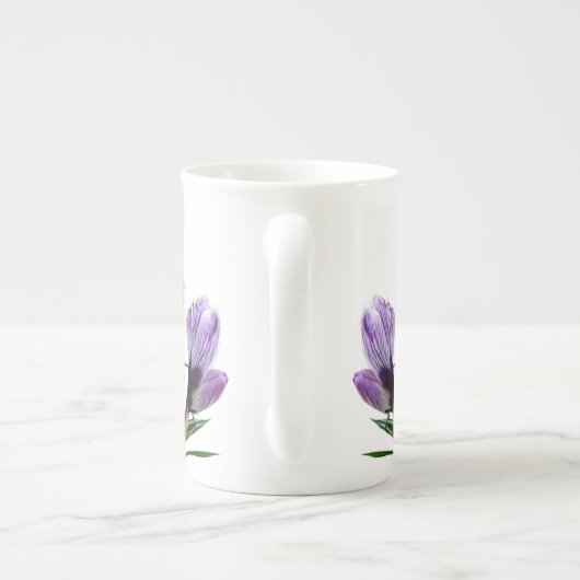 Tasse En Porcelaine Nom Rosie personnalisable monogramme fleurs violet (Dos)
