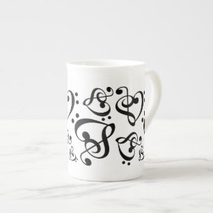 Tasse En Porcelaine Notes de musique de coeur de clef basse de clef