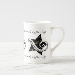 Tasse En Porcelaine Notes d'or de l'étoile musicale personnalisée