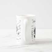 Tasse En Porcelaine Notes musicales noires et grises personnalisées (Dos)