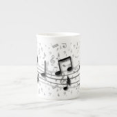 Tasse En Porcelaine Notes musicales noires et grises personnalisées (Devant)