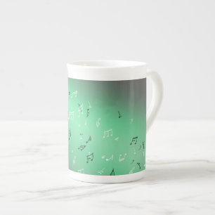 Tasse En Porcelaine Notes musicales vertes au clair de lune