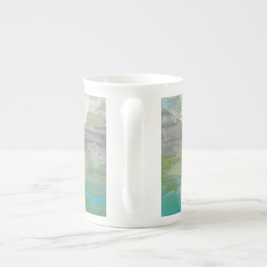Tasse En Porcelaine Nuages Blancs Surplombant Un Beau Paysage (Dos)