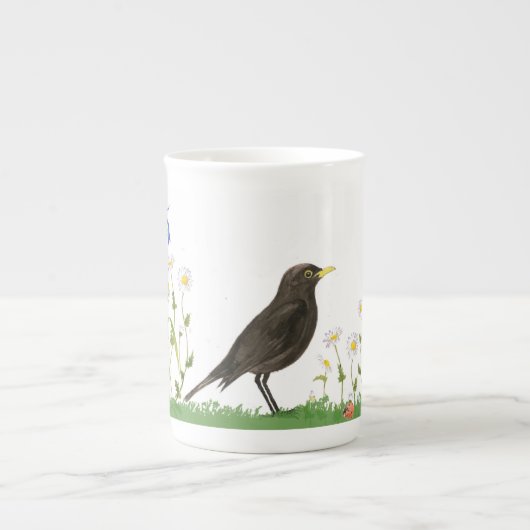 Tasse En Porcelaine Oiseau noir (Devant)