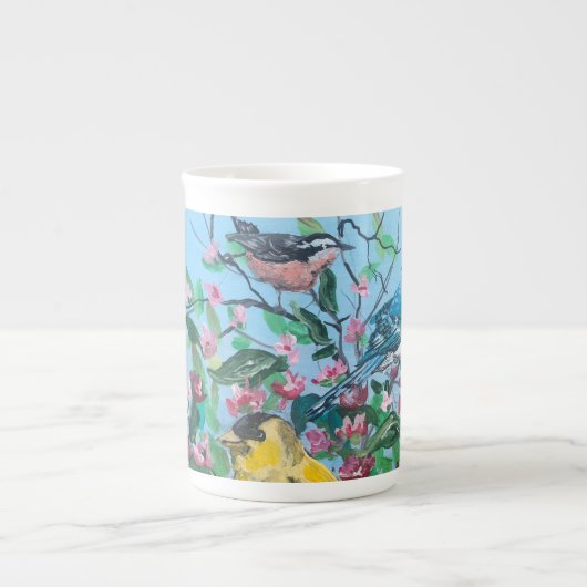 Tasse En Porcelaine Oiseaux dans la nature Jaune/ Bleu (Devant)