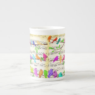 Tasse En Porcelaine Oiseaux musicaux colorés Boug de printemps