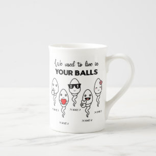 Tasse En Porcelaine On Vivait Dans Les Boules, Nom Personnalisé Papa