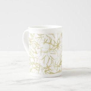 Tasse En Porcelaine Or Blanc Glam Pailleté Étincelant
