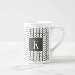 Tasse en porcelaine osseuse à motif tricot LIGNE N