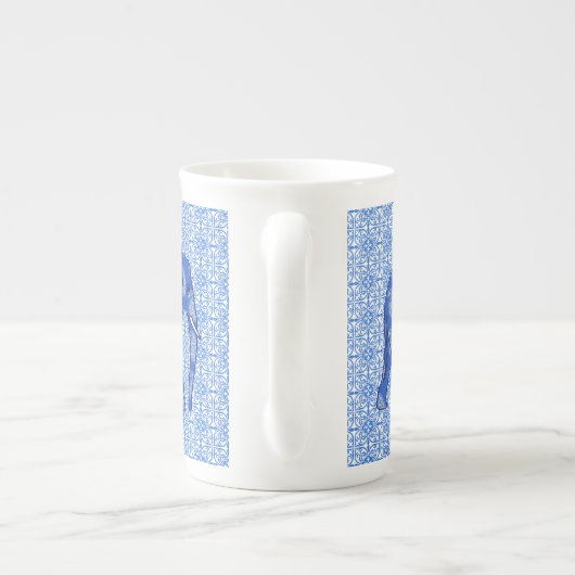 Tasse En Porcelaine Paisley éléphant - bleu cobalt et blanc (Dos)
