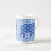 Tasse En Porcelaine Paisley éléphant - bleu cobalt et blanc (Devant droit)
