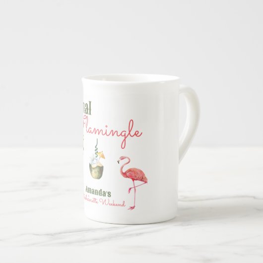 Tasse En Porcelaine Palm Springs Dernière Flamingle Bachelorette Party (Devant droit)