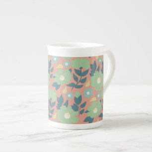 Tasse En Porcelaine Papier d'emballage fleurs abstraites vertes