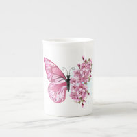 Papillon à fleurs avec Sakura rose