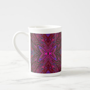 Tasse En Porcelaine Papillon Abstrait Rose Chaude, Rouge et Bleu Tripp