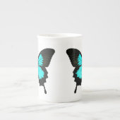 Tasse En Porcelaine Papillon - bleu turquoise et noir (Devant)
