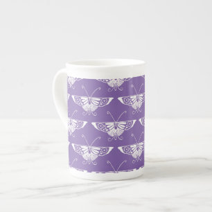 Tasse En Porcelaine Papillon déco stylisé - lilas poussiéreux