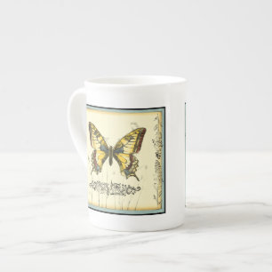 Tasse En Porcelaine Papillon décoratif avec Fleur sauvage
