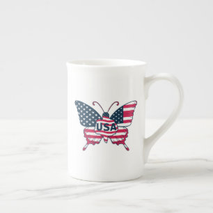 Tasse En Porcelaine Papillon Drapeau USA Fierté Américaine Patriotique