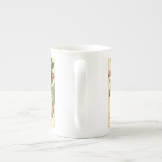 Tasse En Porcelaine Papillon et libellule à fleurs rouges (Dos)