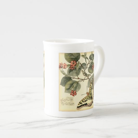 Tasse En Porcelaine Papillon et libellule à fleurs rouges (Devant droit)