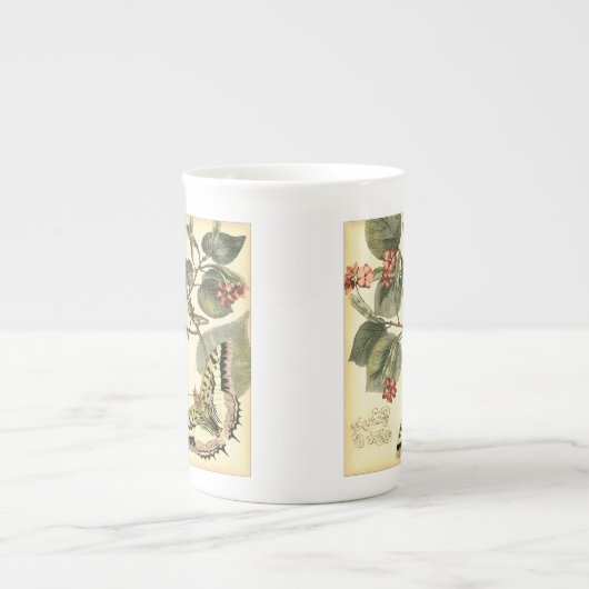 Tasse En Porcelaine Papillon et libellule à fleurs rouges (Devant)