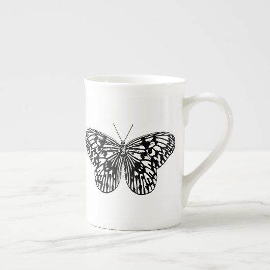 Tasse En Porcelaine Papillon Monarque noir et blanc (Droite)
