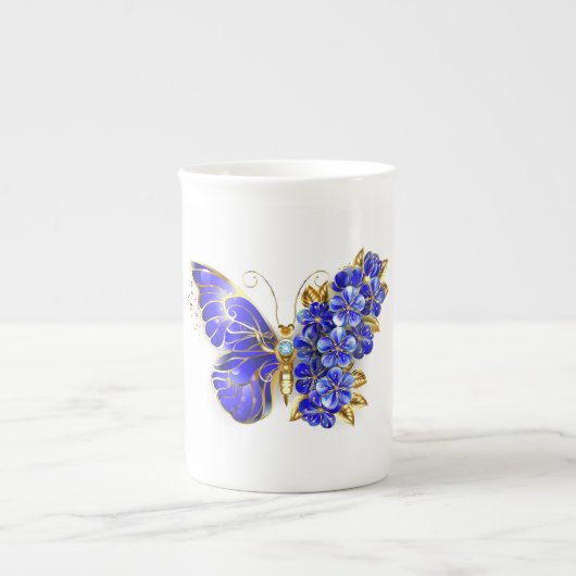 Tasse En Porcelaine Papillon saphir à fleurs (Devant)